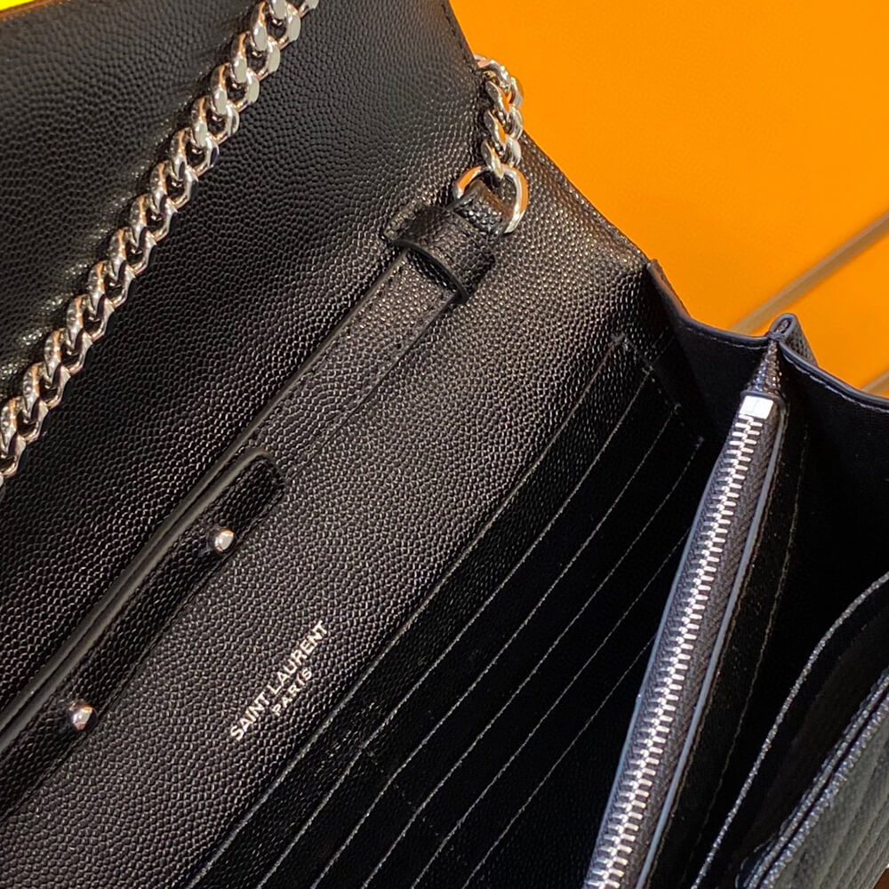 YSL classic cassandre chain wallet in grain de poudre leather(high-end grade)