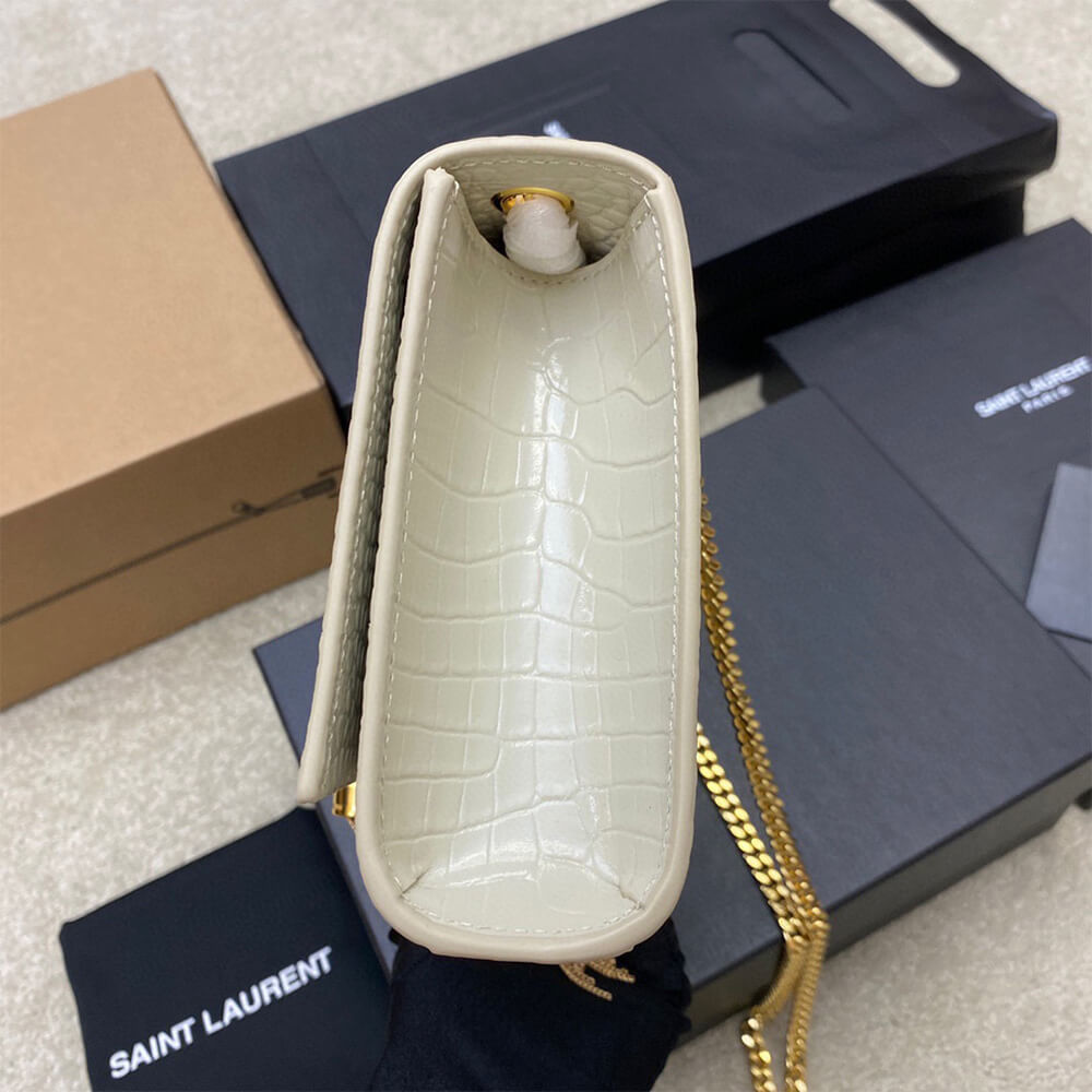 YSL kate medium tassel in crocodile-embossed leather