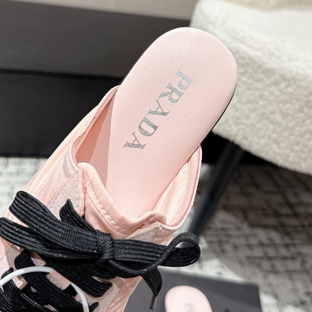PRADA Collapse Re-Nylon and suede mules