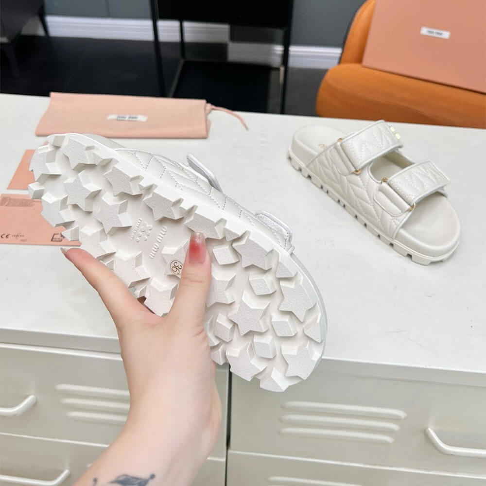 MiuMiu Matelass?? nappa leather slides