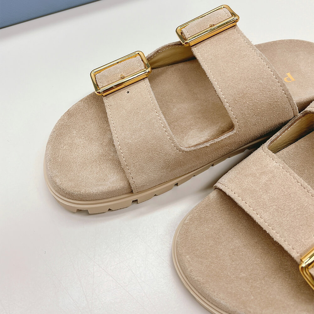 PRADA Suede strap slides