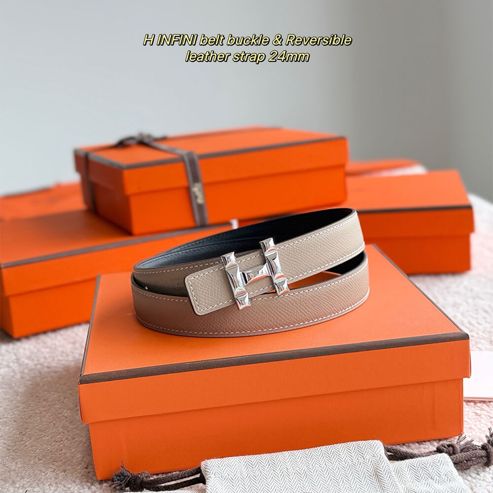 H Infini belt buckle   Reversible leather strap 24 mm
