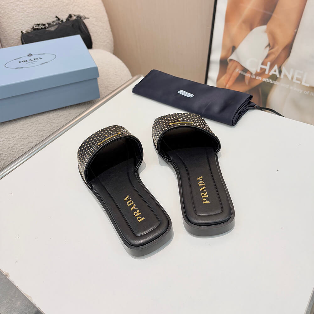 Prada Nappa leather slides with studs
