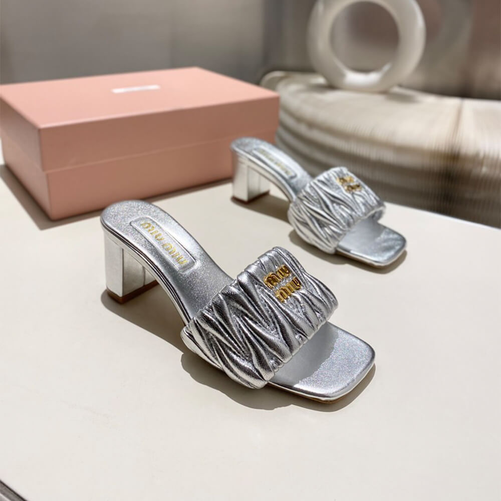 MiuMiu Matelass?? nappa leather slides