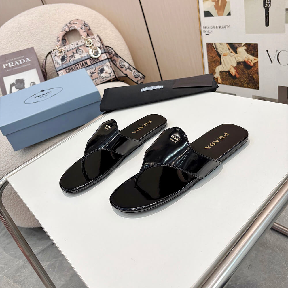 Prada Brushed leather thong sandals