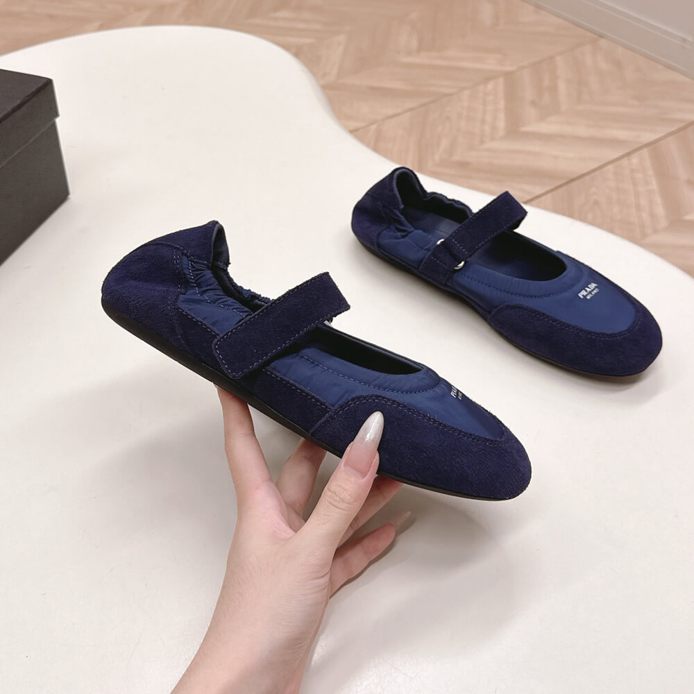 PRADA Re-Nylon and suede ballet flats