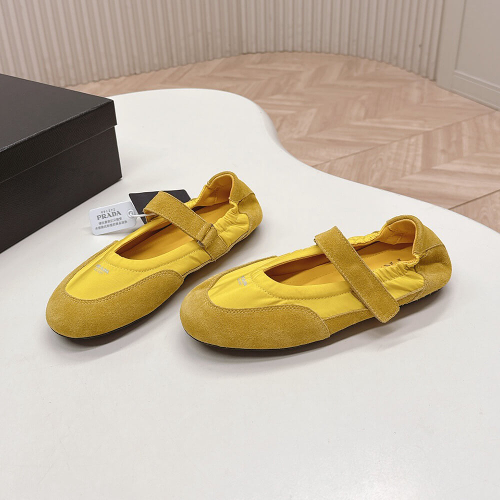 PRADA Re-Nylon and suede ballet flats