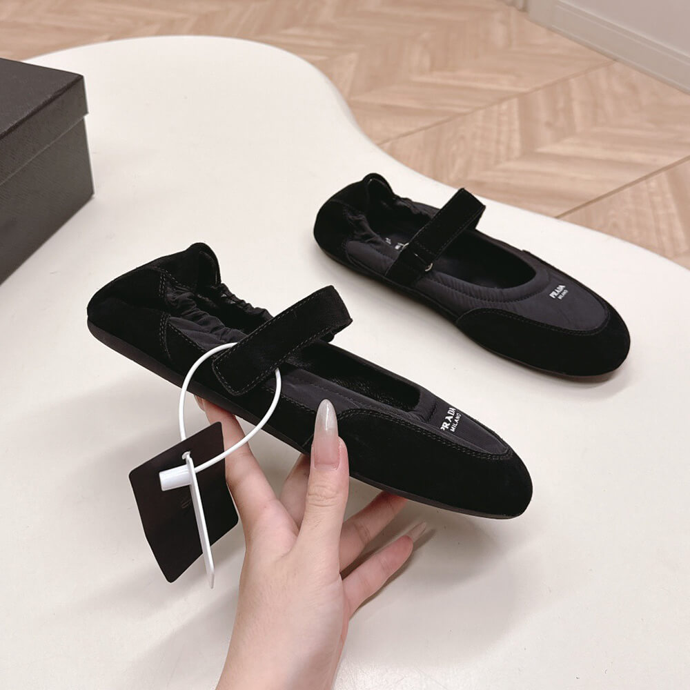 PRADA Re-Nylon and suede ballet flats