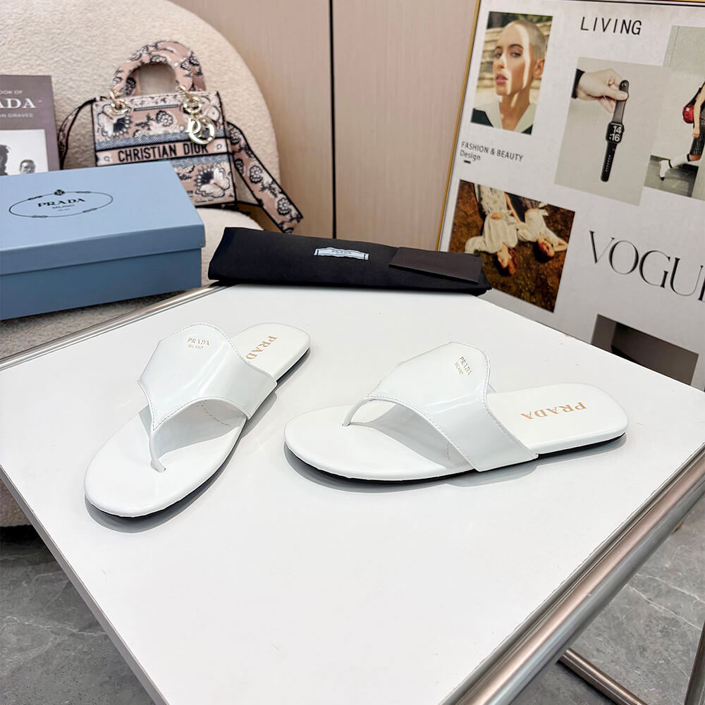 Prada Brushed leather thong sandals